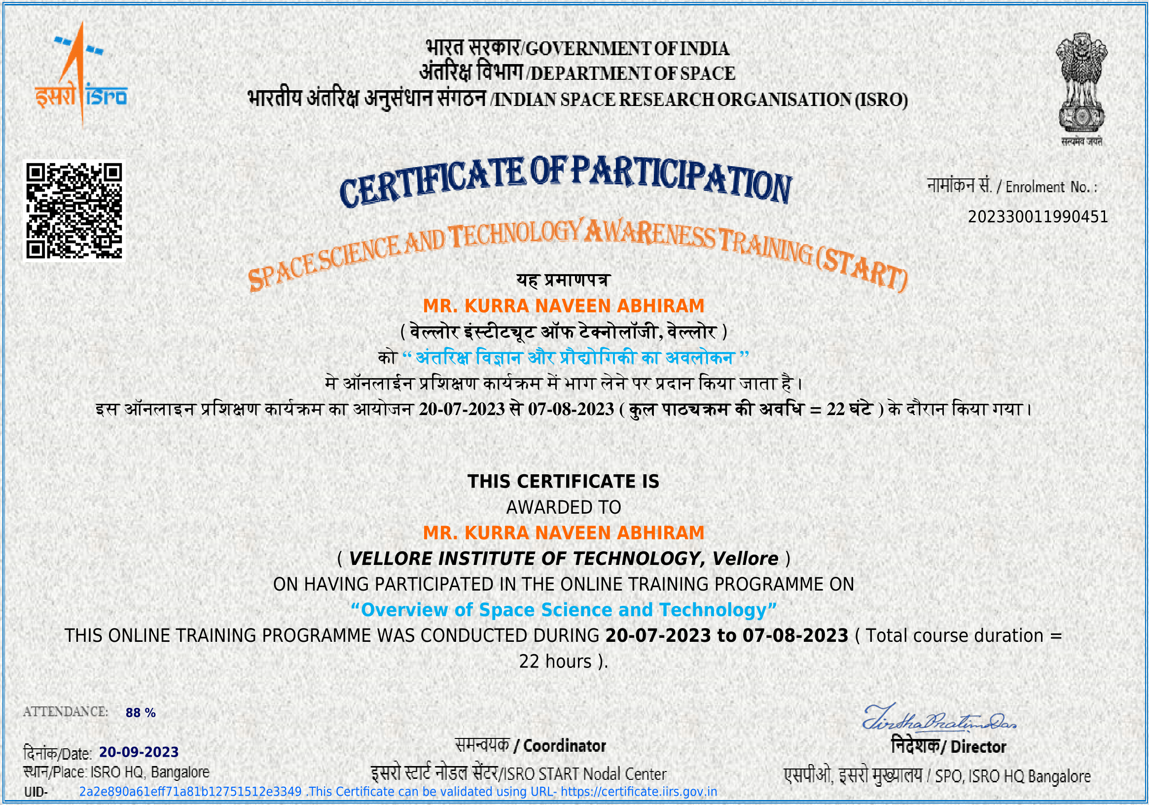 Space Science and Technology Awarness Training (START)